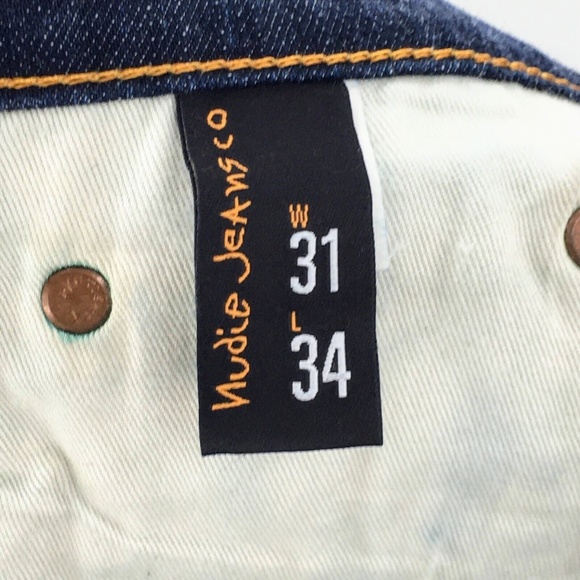 Nudie Jeans Mens Blue Slim Jim Dry Organic Ecru Embo Denim Made in Italy 30 x 33 - Picture 12 of 15